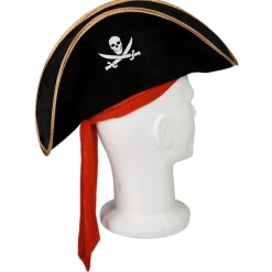 Chapeau de pirate noir avec ruban rouge pour enfant < Gifi Discount