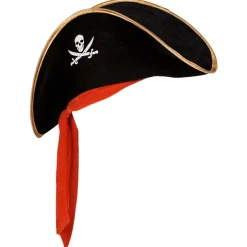 Chapeau de pirate noir avec ruban rouge pour enfant < Gifi Discount