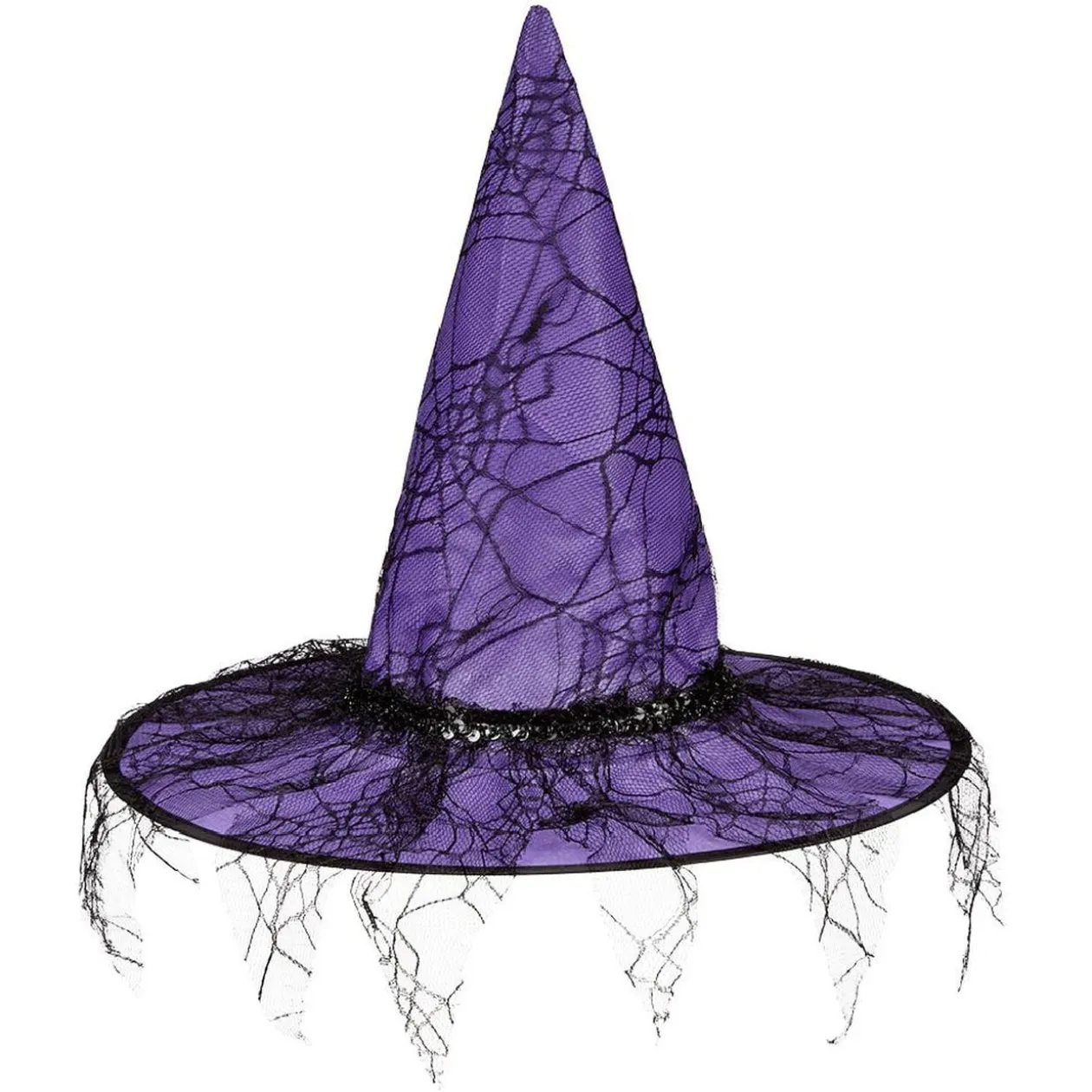 Chapeau de sorcière Halloween avec dentelle Ø40xH37cm