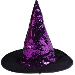 Chapeau Halloween sorcière TU enfant noir à sequins