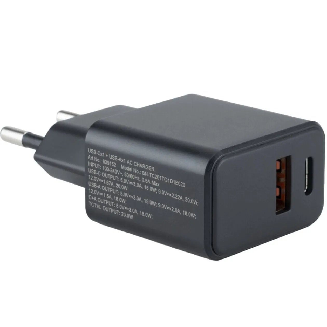 Chargeur mural 2 ports USB et USB-C 20W (2 modèles)