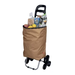 Chariot de course 3 roues marron 35x26xH89cm < Gifi Outlet