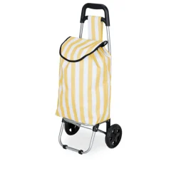 Chariot de courses 25L à roulettes rayures colorées H80cm (2 modèles bleu ou jaune) < Gifi Hot