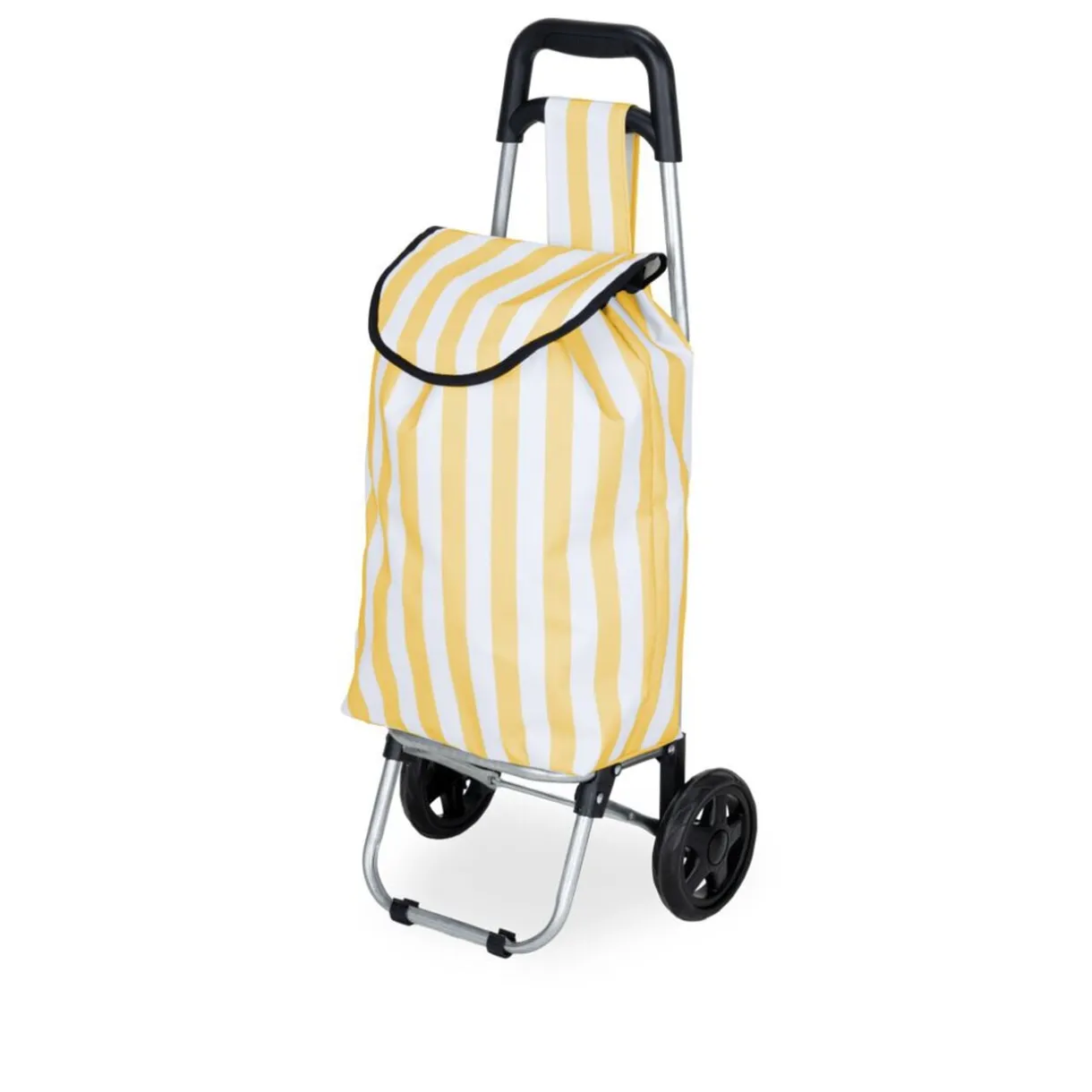 Chariot de courses 25L à roulettes rayures colorées H80cm (2 modèles bleu ou jaune) < Gifi Hot