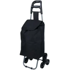 Chariot de courses, 2 roues triples, polyester noir - L.40xl.33xH.92 < Gifi Best