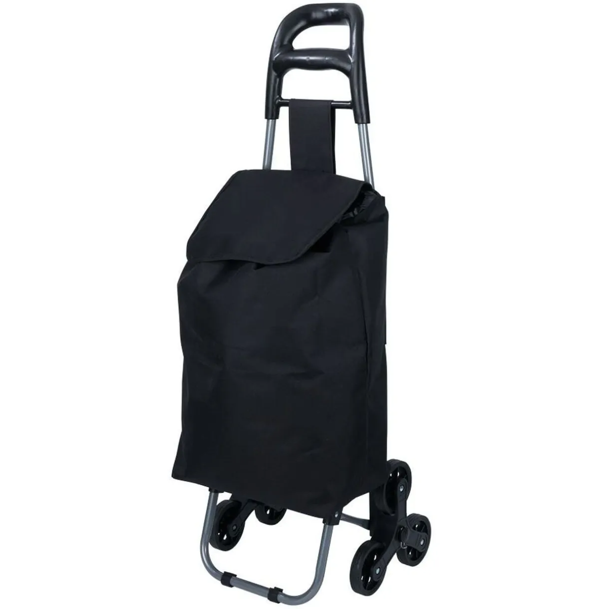 Chariot de courses, 2 roues triples, polyester noir - L.40xl.33xH.92 < Gifi Best