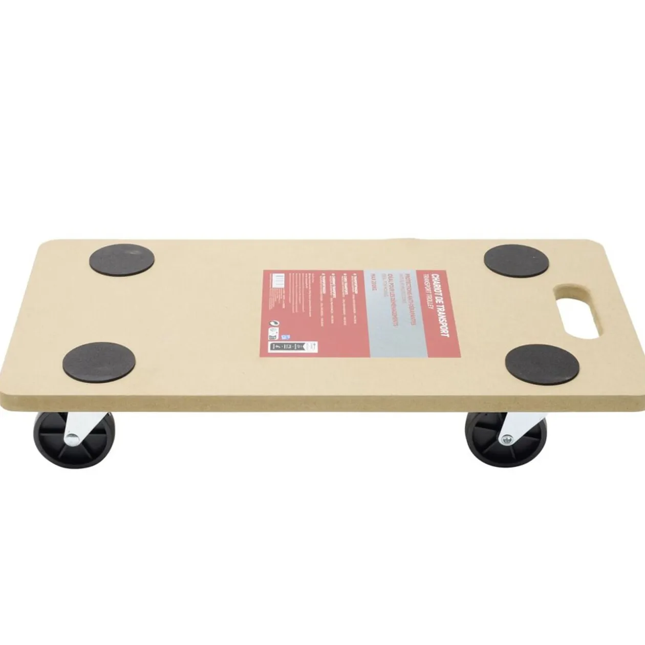 Chariot de transport à roulettes plateau roulant en bois 58x29xH11cm