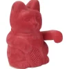 Chat porte-bonheur velours rouge 11xH15x9cm < Gifi Online
