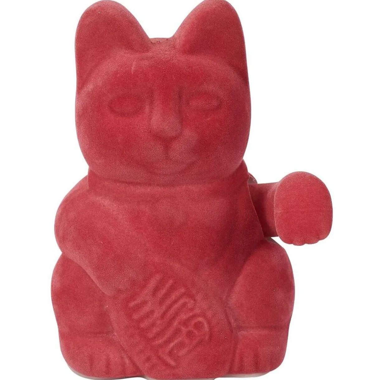 Chat porte-bonheur velours rouge 11xH15x9cm < Gifi Online