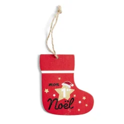 Chaussette de Noël en bois à suspendre 