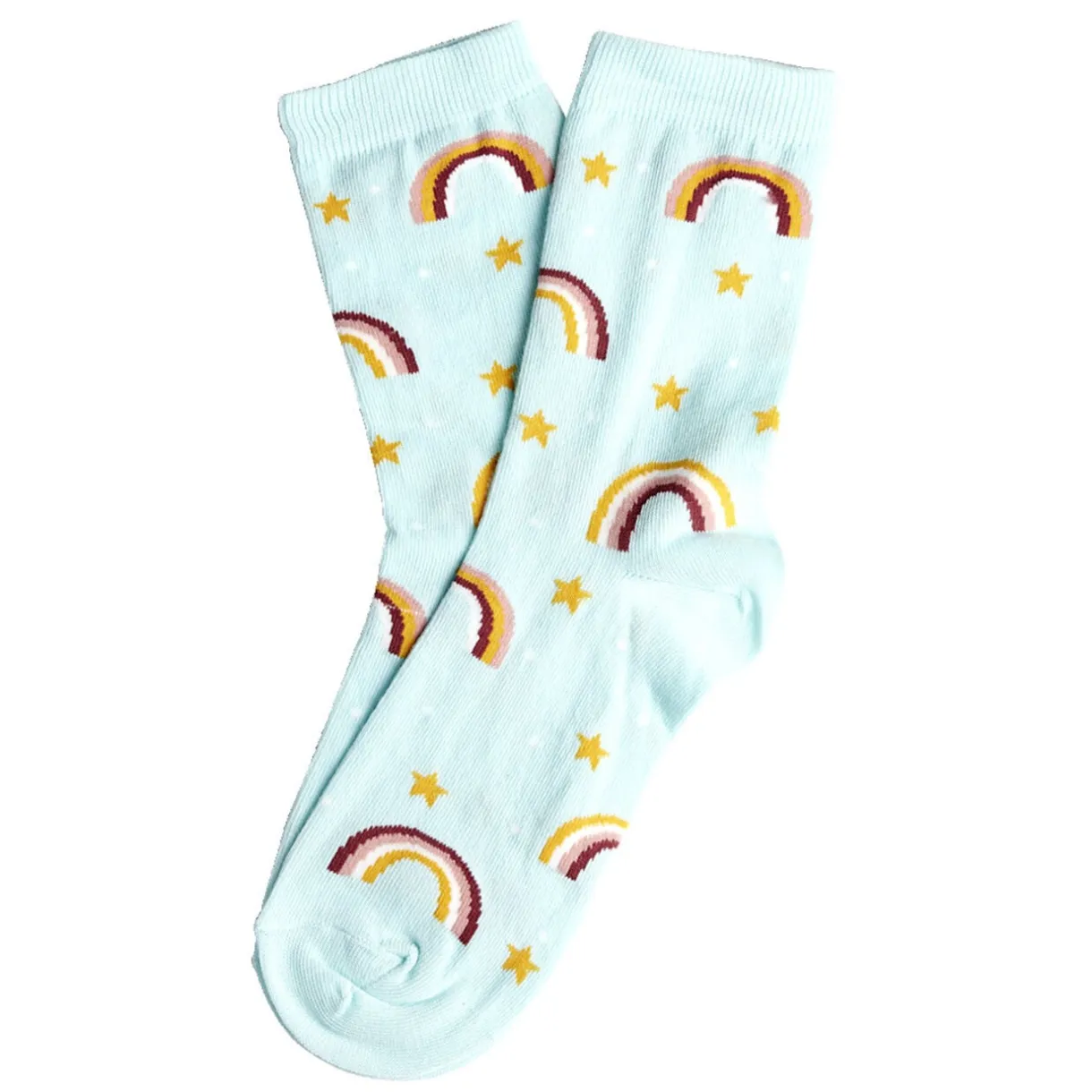 Chaussette femme polycoton tige longue bleu motif arc-en-ciel T36/40 < Gifi Clearance