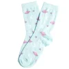Chaussette femme polycoton tige longue bleu motif espace T36/40