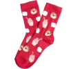 Chaussette femme polycoton tige longue rouge motif gâteau T36/40