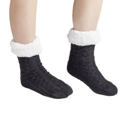 Chaussettes d'intérieur doublées peluche rose TU