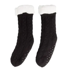 Chaussettes d'intérieur doublées peluche rose TU