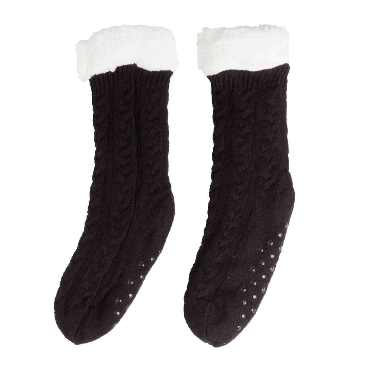 Chaussettes d'intérieur doublées peluche rose TU