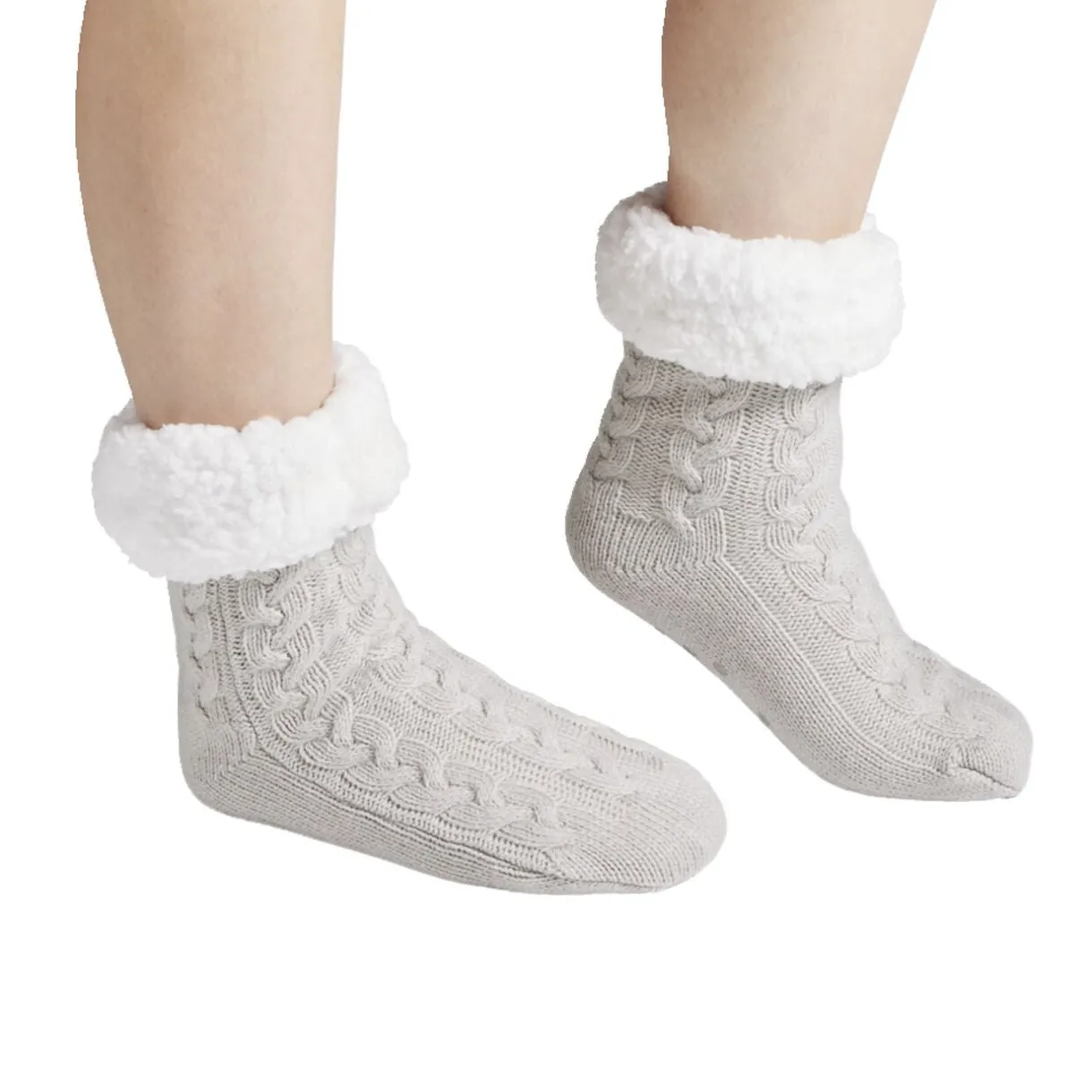 Chaussettes d'intérieur doublées peluche gris TU < Gifi Best