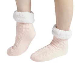 Chaussettes d'intérieur doublées peluche noir TU