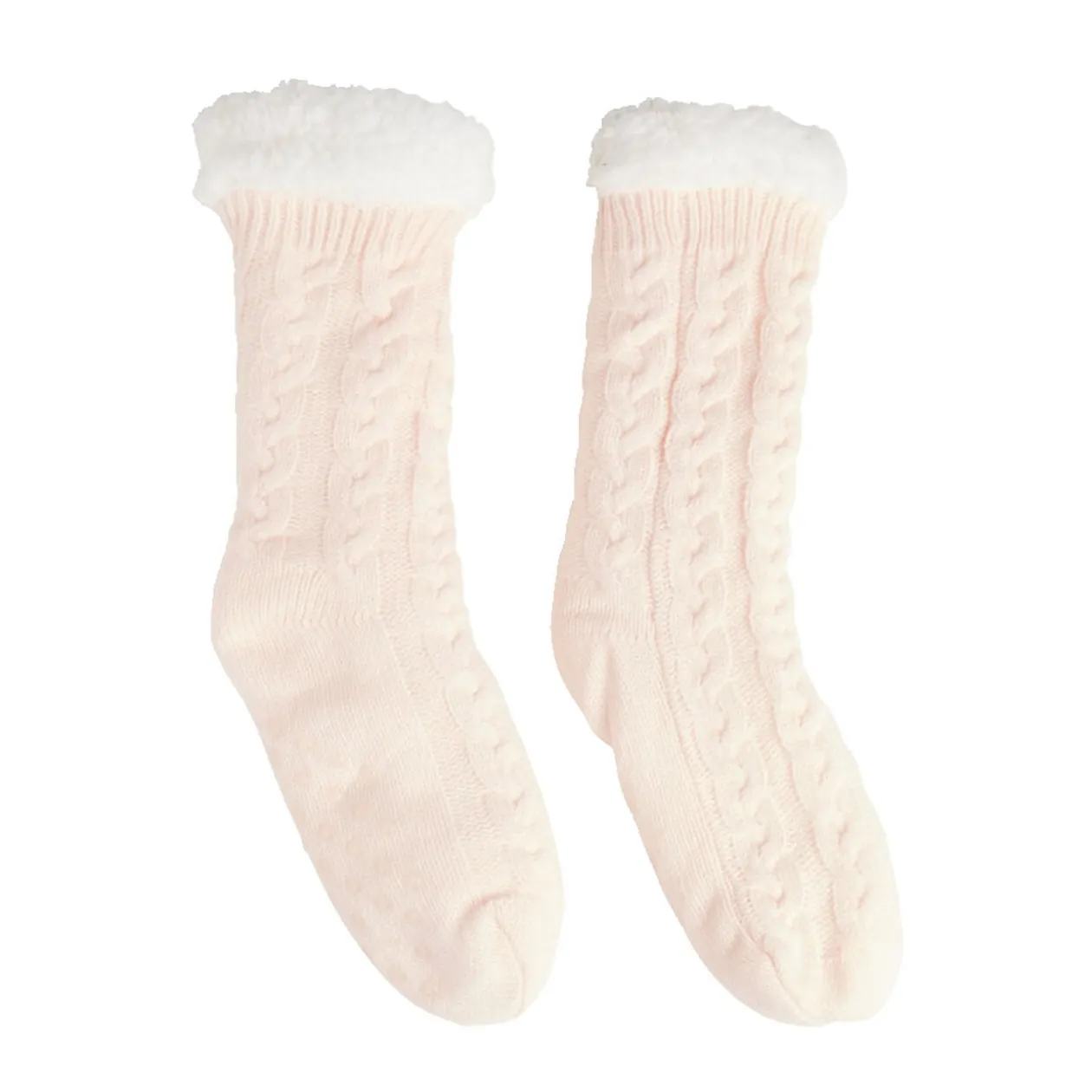 Chaussettes d'intérieur doublées peluche noir TU