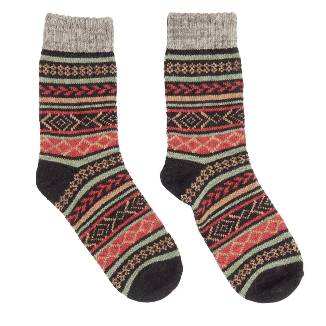 Chaussettes femme hiver tige longue motif jacquard - 5 modèles