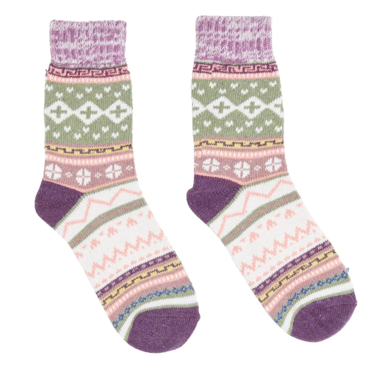 Chaussettes femme hiver tige longue motif jacquard - 5 modèles
