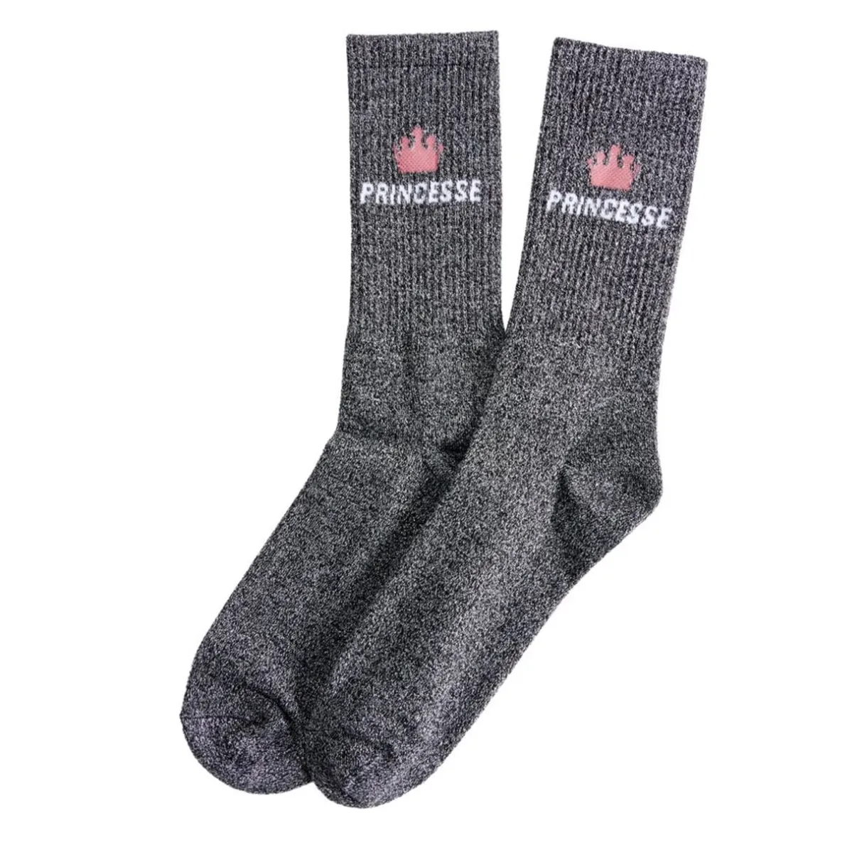 Chaussettes femme tige haute Princesse pailletté gris T36/40 < Gifi Best