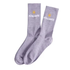 Chaussettes femme tige haute Pétillante pailletté violet T36/40 < Gifi Outlet