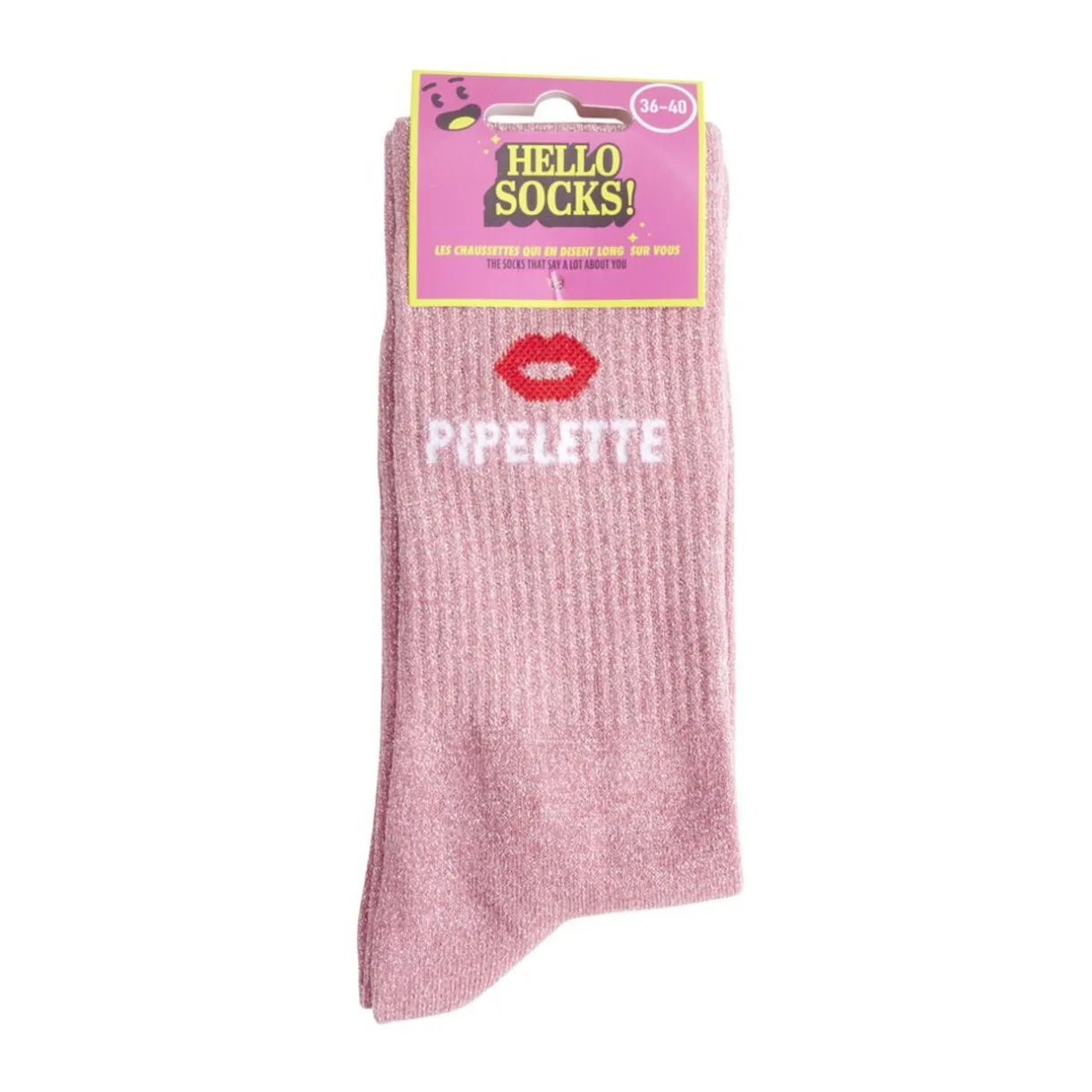 Chaussettes femme tige haute Pipelette pailletté rose T36/40 < Gifi