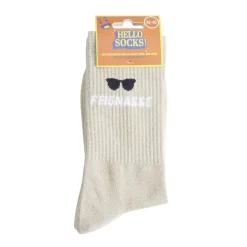 Chaussettes femme tige haute Feignasse pailletté beige T36/40 < Gifi Best