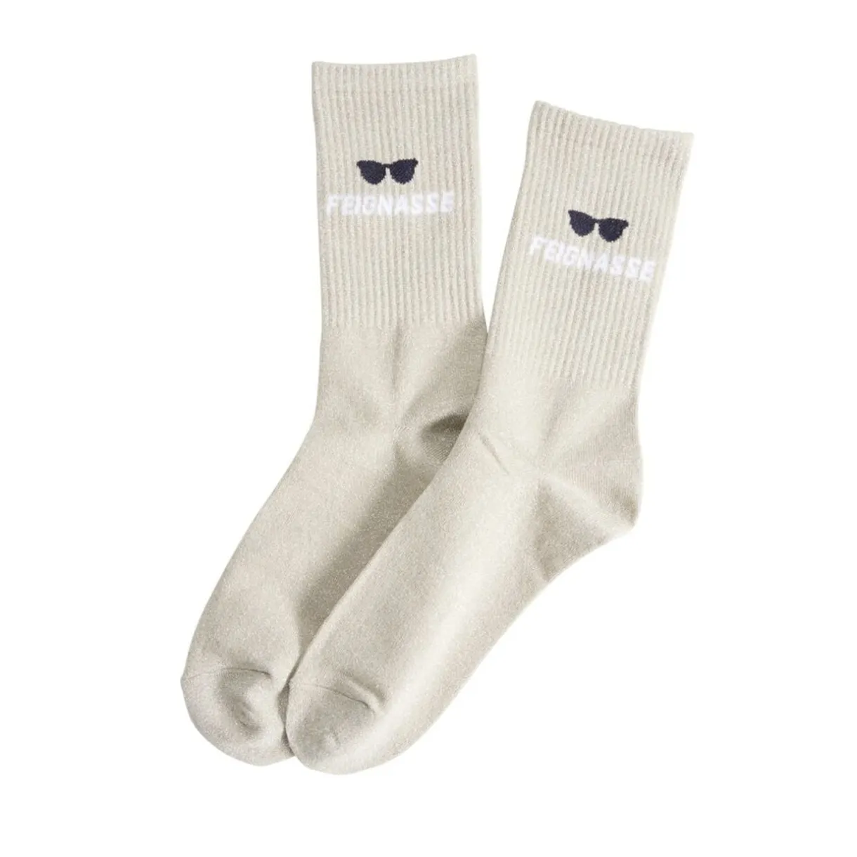 Chaussettes femme tige haute Feignasse pailletté beige T36/40 < Gifi Best
