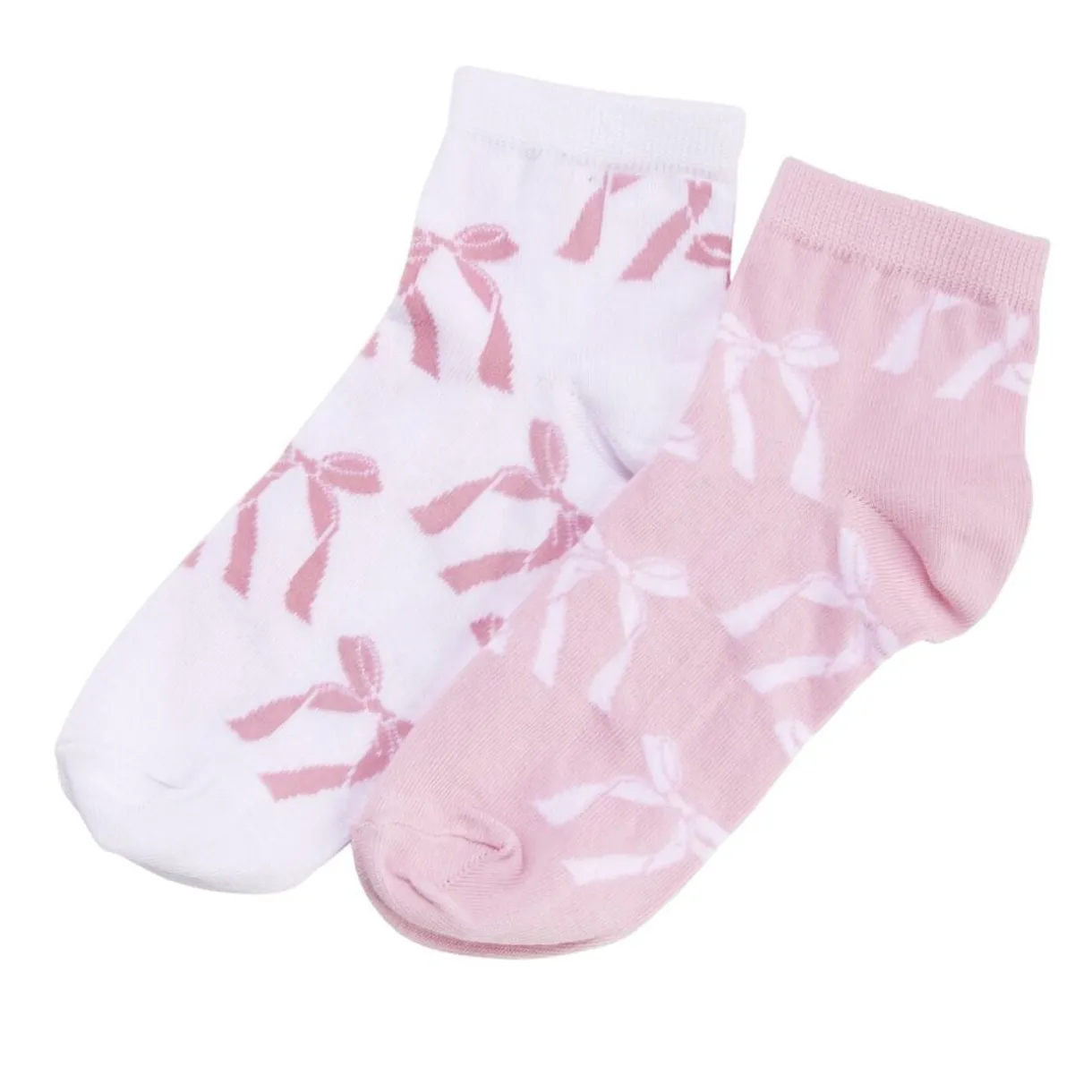 Chaussettes femme tige haute x2 motif noeud rose et blanc T36/40 < Gifi Hot