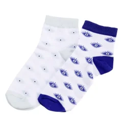 Chaussettes femme tige haute x2 motif oeil bleu et blanc T36/40 < Gifi Clearance