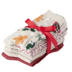 Chaussettes femme tige haute x5 motif Noël T36/40