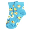 Chaussettes fille bleues motifs smileys T26/35