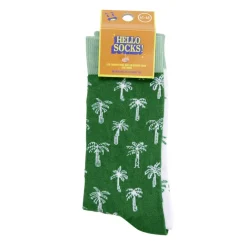 Chaussettes homme tige haute motif palmier coton vert et blanc T41/45