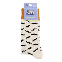 Chaussettes homme tige haute motif moustache coton blanc et orange T41/45 < Gifi Outlet