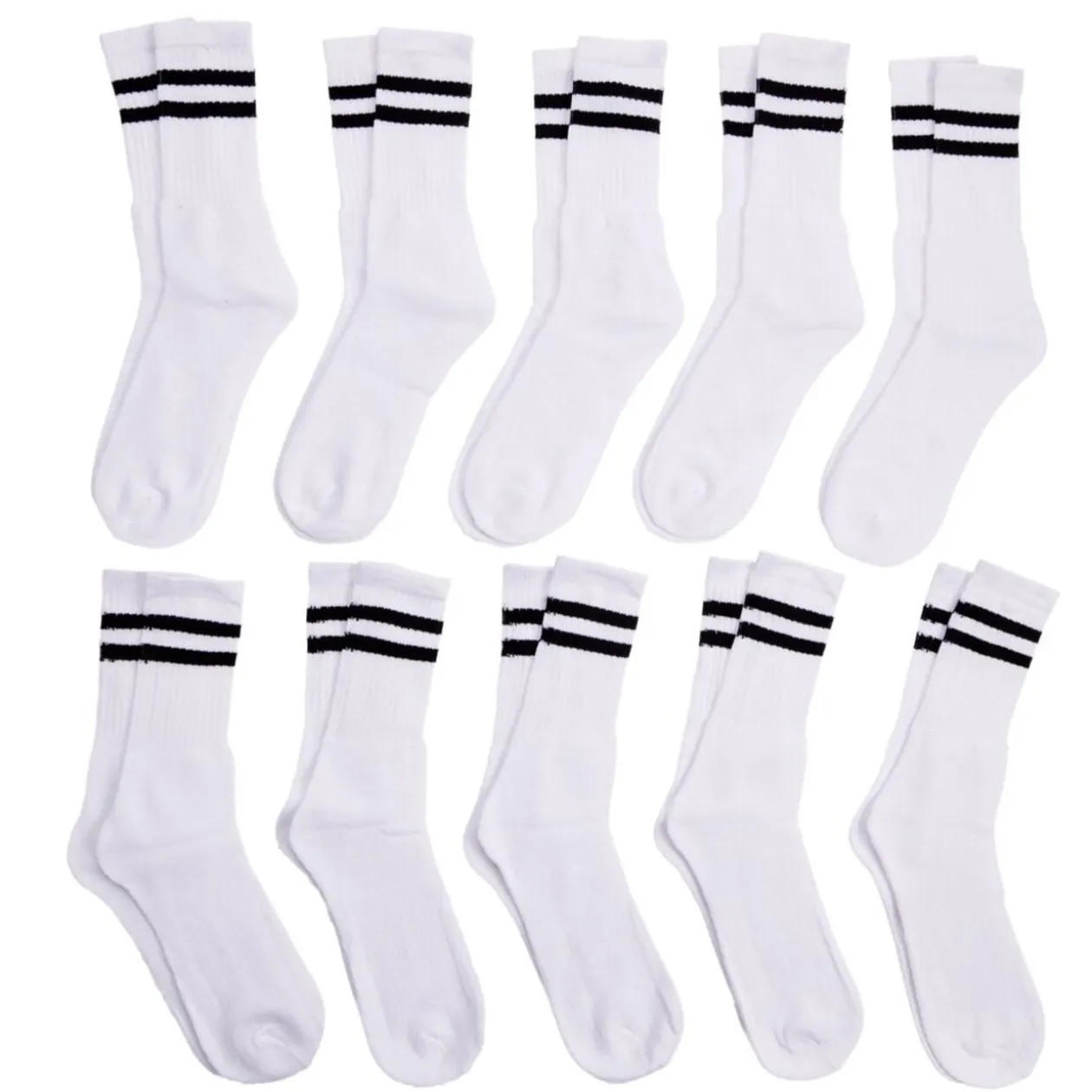 Chaussettes mixte tennis coton tige haute x10 paires (2 modèles)