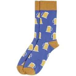 Chaussettes originales motif bière bleu/jaune - T41/45