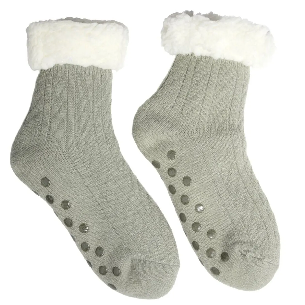 Chaussettes polaires femme antidérapantes grises Taille unique