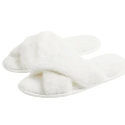 Chaussons femme blanc peluche brides croisée T36/37 < Gifi Sale