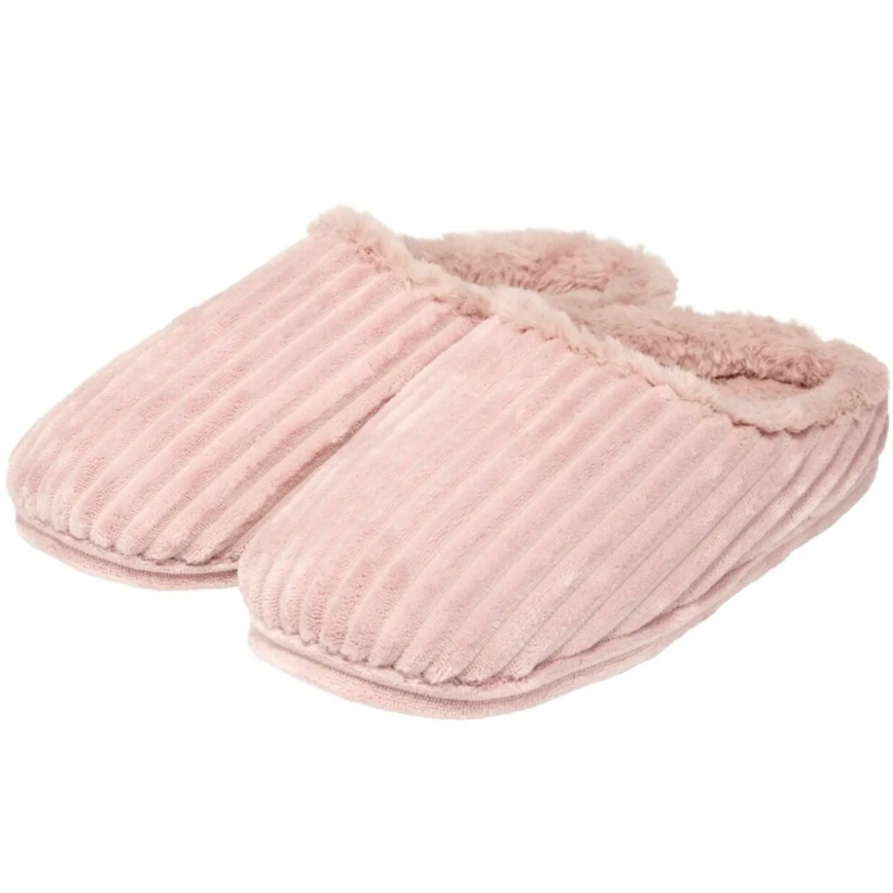 Chaussons femme côtelés fourrés roses 40/41