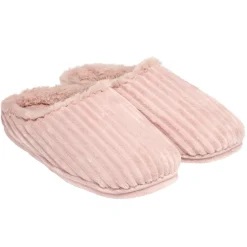 Chaussons femme côtelés fourrés roses 38/39