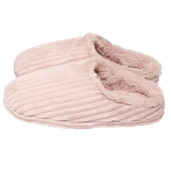 Chaussons femme côtelés fourrés beiges 36/37