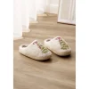 Chaussons femme molleton motif sapin blanc et vert (3 tailles)