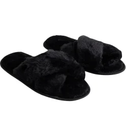 Chaussons femme noir peluche brides croisée T36/37 < Gifi Sale