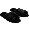 Chaussons femme noir peluche brides croisée T38/39