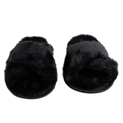 Chaussons femme noir peluche brides croisée T38/39