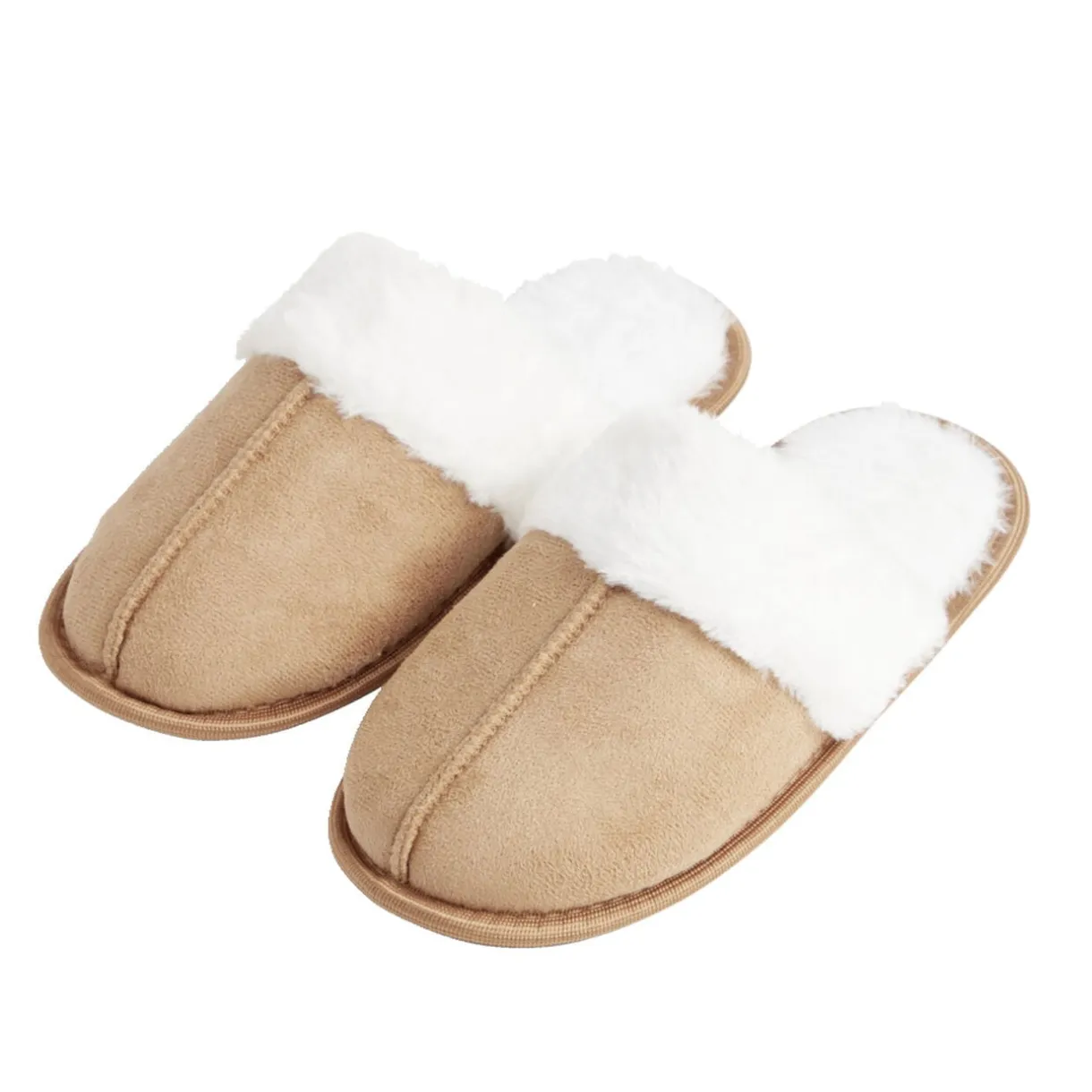 Chaussons mules femme marron fourrées T38/39 < Gifi