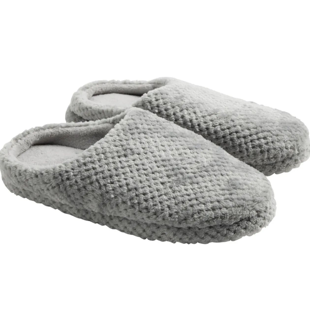 Chaussons mules unisexe gris motif quadrillé T38/39