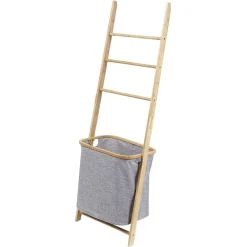 Échelle porte-serviettes avec panier à linge